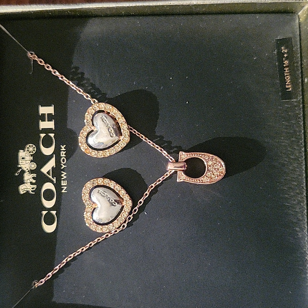 Coach necklace and earrings
